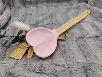 Teigschaber Silikonschaber Herz Silikonspatel  Holz Silikon in Herzform backen, kochen ca. 28 cm lang mit Wunschgravur personalisiert Liebe