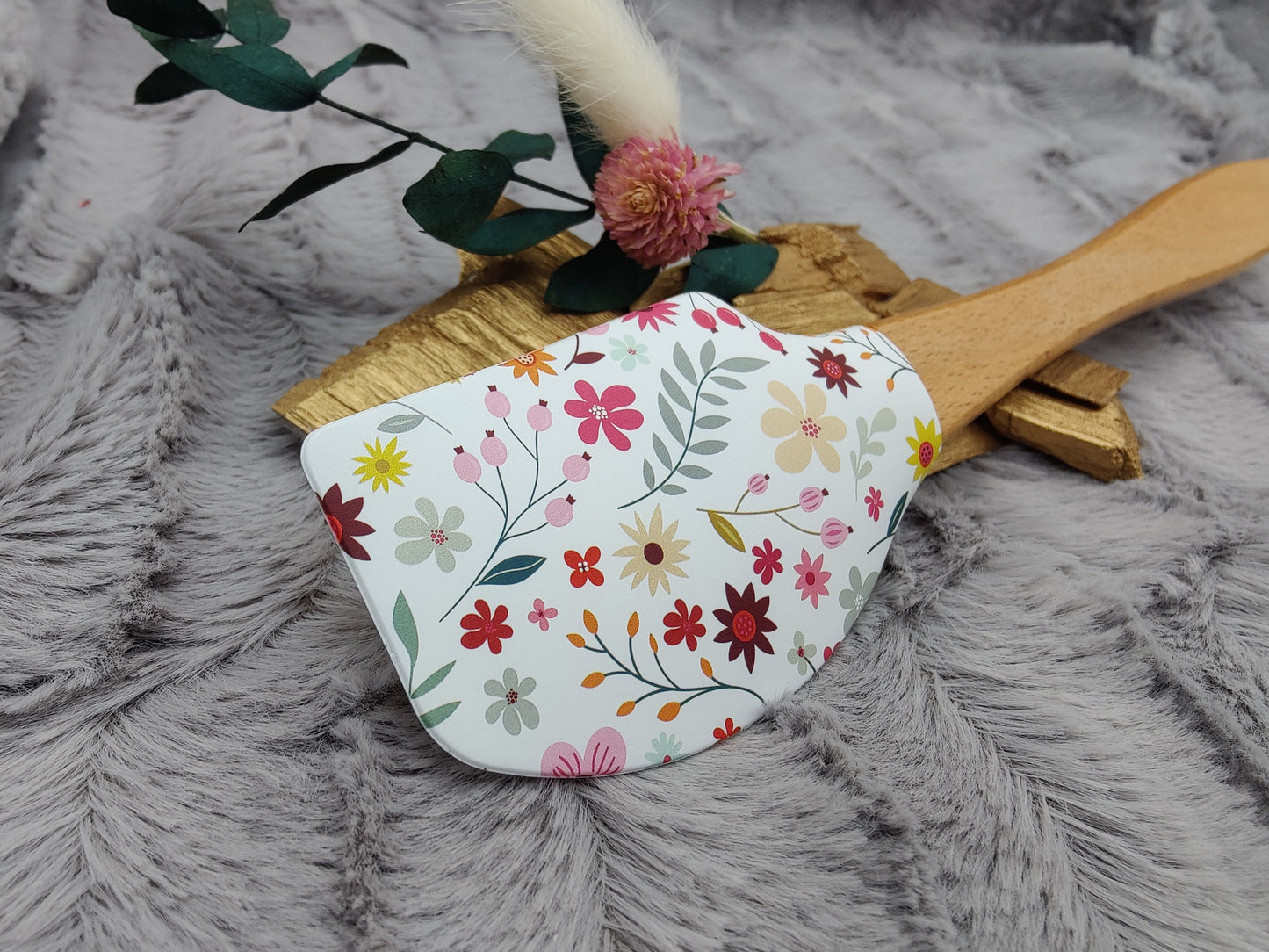 Silikonspatel Blumen floral Teigschaber backen, kochen ca. 25 cm lang mit Wunschgravur personalisiert Geschenk