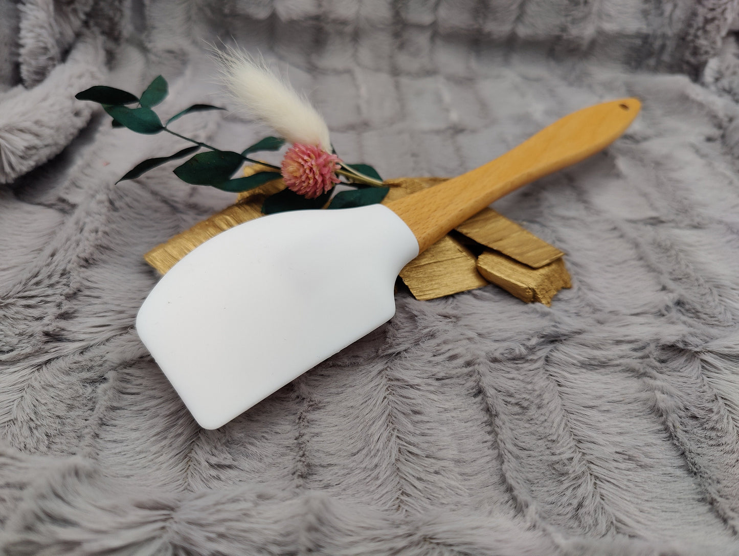 Silikonspatel Blumen floral Teigschaber backen, kochen ca. 25 cm lang mit Wunschgravur personalisiert Geschenk