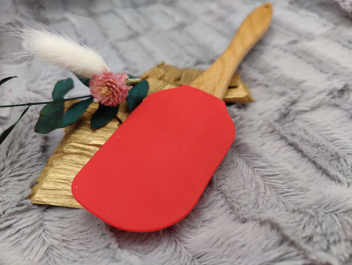 Silikonspatel personalisiert rot 3D Christbaum Weihnachten Teigschaber backen, kochen ca. 25 cm lang mit Wunschgravur Geschenk