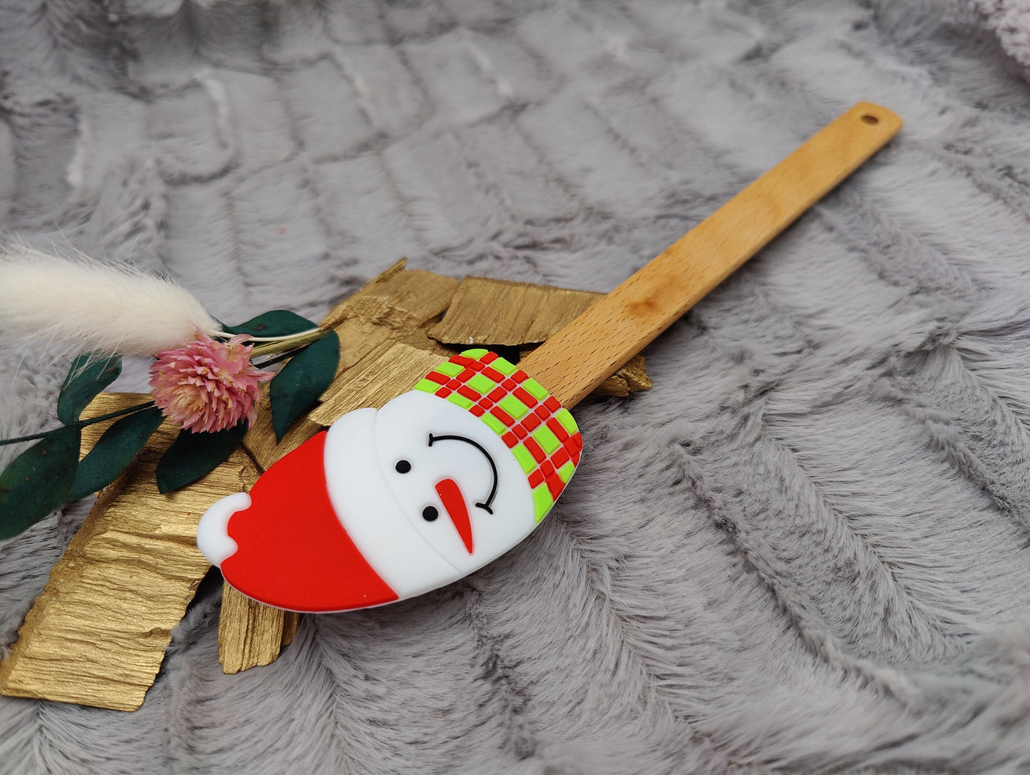 Silikonspatel personalisiert Schneemann Teigschaber backen, kochen ca. 22,5 cm lang mit Wunschgravur personalisiert Geschenk