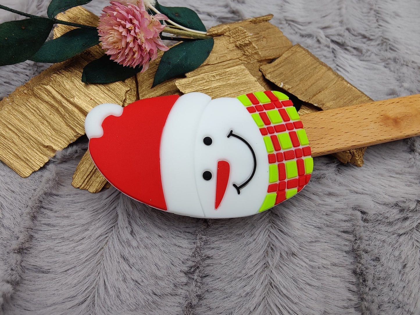 Silikonspatel personalisiert Schneemann Teigschaber backen, kochen ca. 22,5 cm lang mit Wunschgravur personalisiert Geschenk