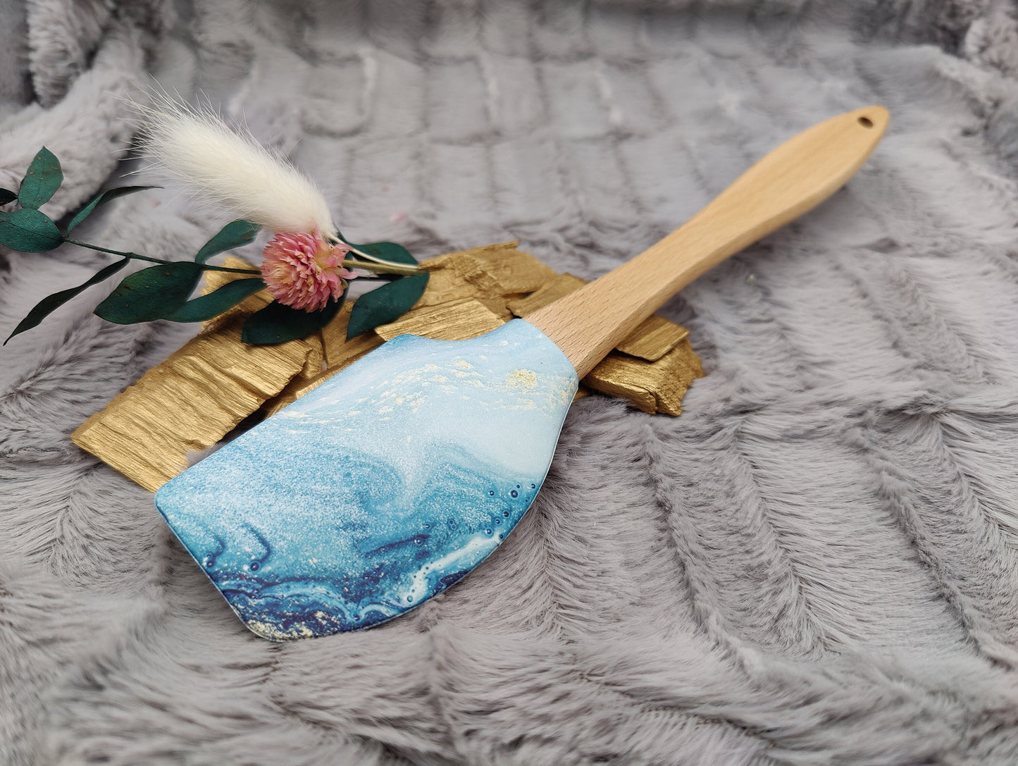 Teigschaber Silikonspatel personalisiert abstrakt Ocean  backen, kochen ca. 25 cm lang mit Wunschgravur personalisiert Geschenk