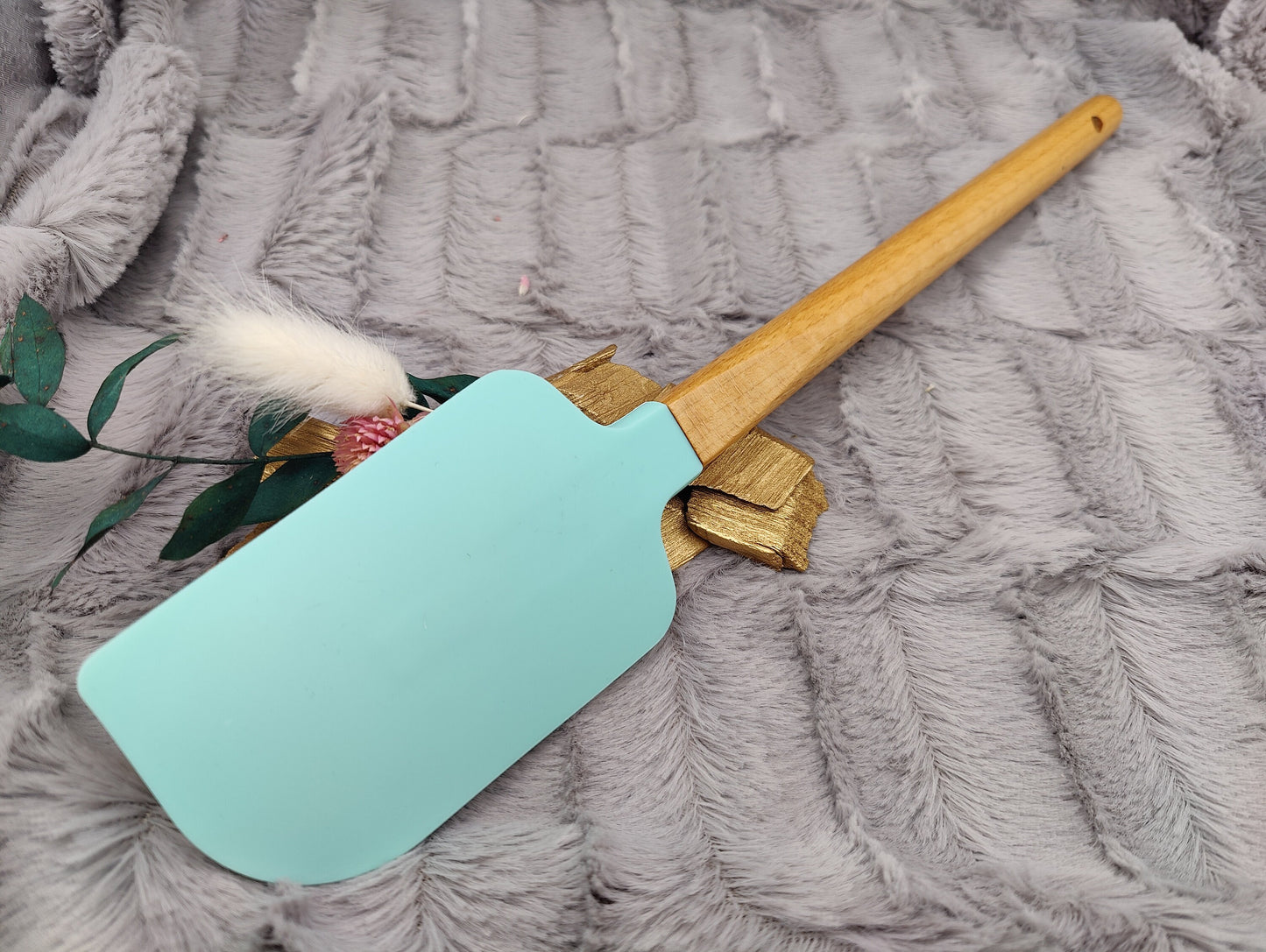 Teigschaber Silikonspatel XXXL personalisiert mint Pinguin  backen kochen ca. 32 cm lang mit Wunschgravur Geschenk Küchenhelfer