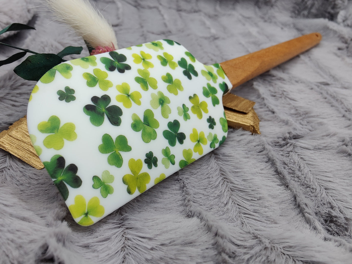 Teigschaber Silikonspatel XXXL personalisiert Klee Glück  backen kochen ca. 32 cm lang mit Wunschgravur Geschenk Küchenhelfer