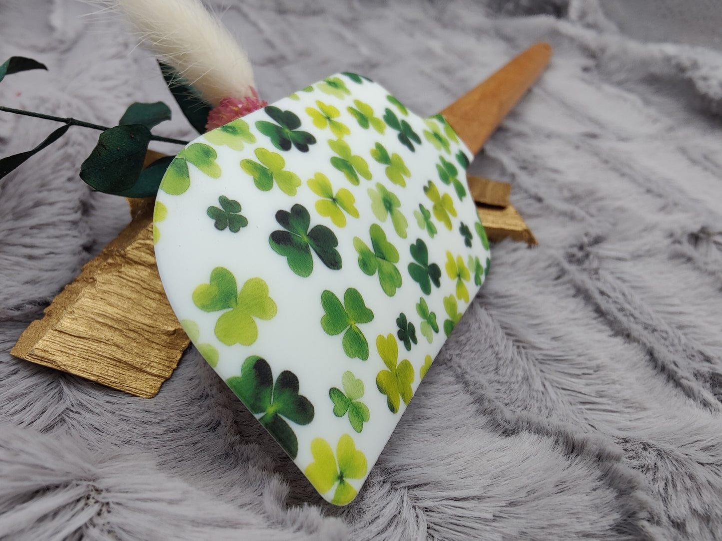 Teigschaber Silikonspatel XXXL personalisiert Klee Glück  backen kochen ca. 32 cm lang mit Wunschgravur Geschenk Küchenhelfer