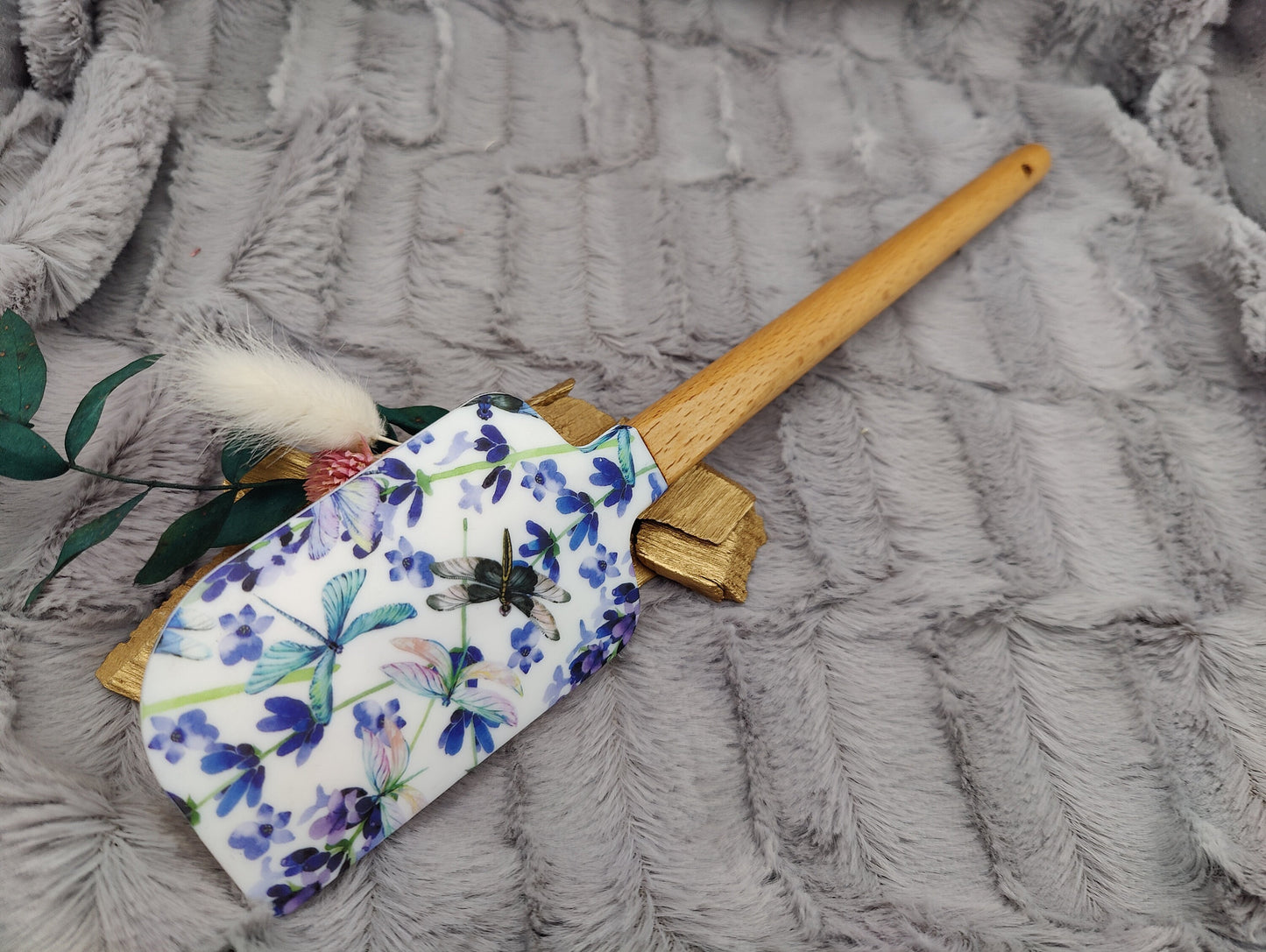 Teigschaber Silikonspatel XXXL personalisiert Libelle  backen kochen ca. 31 cm lang mit Wunschgravur Geschenk Küchenhelfer