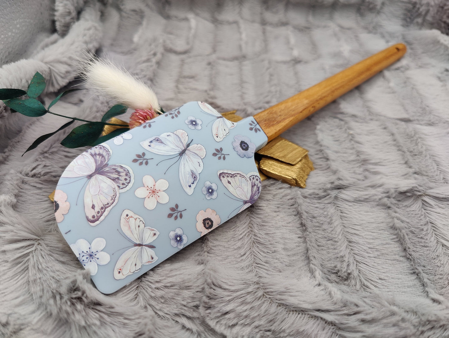 Teigschaber Silikonspatel XXXL personalisiert Schmetterling Butterfly backen kochen ca. 31 cm lang mit Wunschgravur Geschenk Küchenhelfer