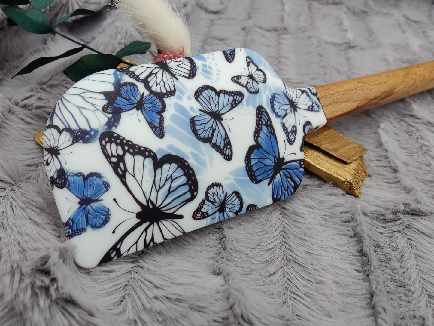 Teigschaber Silikonspatel XXXL personalisiert Schmetterling  backen kochen ca. 31 cm lang mit Wunschgravur Geschenk Küchenhelfer