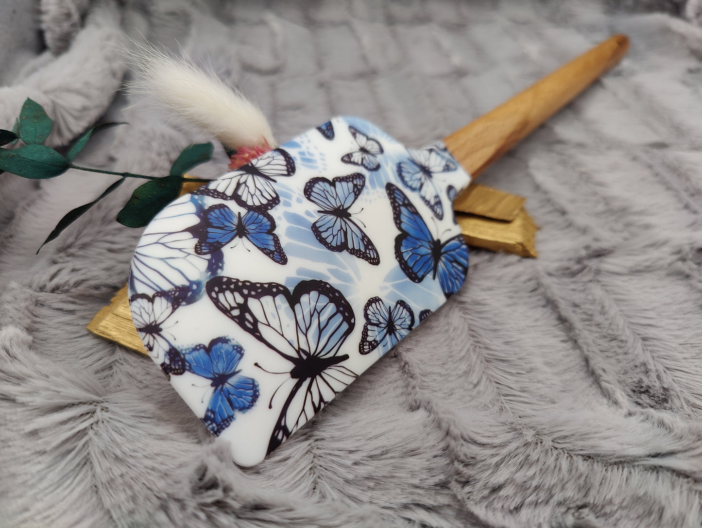 Teigschaber Silikonspatel XXXL personalisiert Schmetterling  backen kochen ca. 31 cm lang mit Wunschgravur Geschenk Küchenhelfer