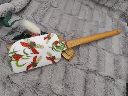 Teigschaber Silikonspatel XXXL personalisiert Marienkäfer backen kochen ca. 31 cm lang mit Wunschgravur Geschenk Küchenhelfer