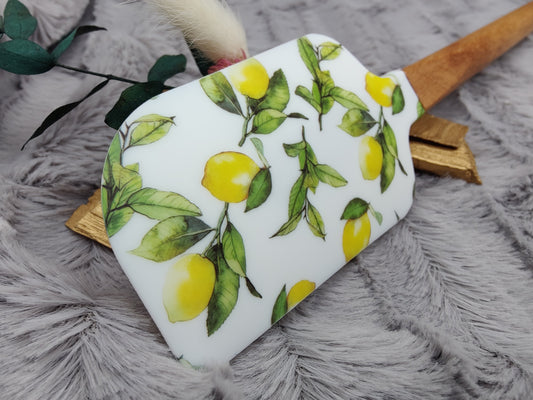 Teigschaber Silikonspatel XXXL personalisiert Zitrone  backen kochen ca. 31 cm lang mit Wunschgravur Geschenk Küchenhelfer