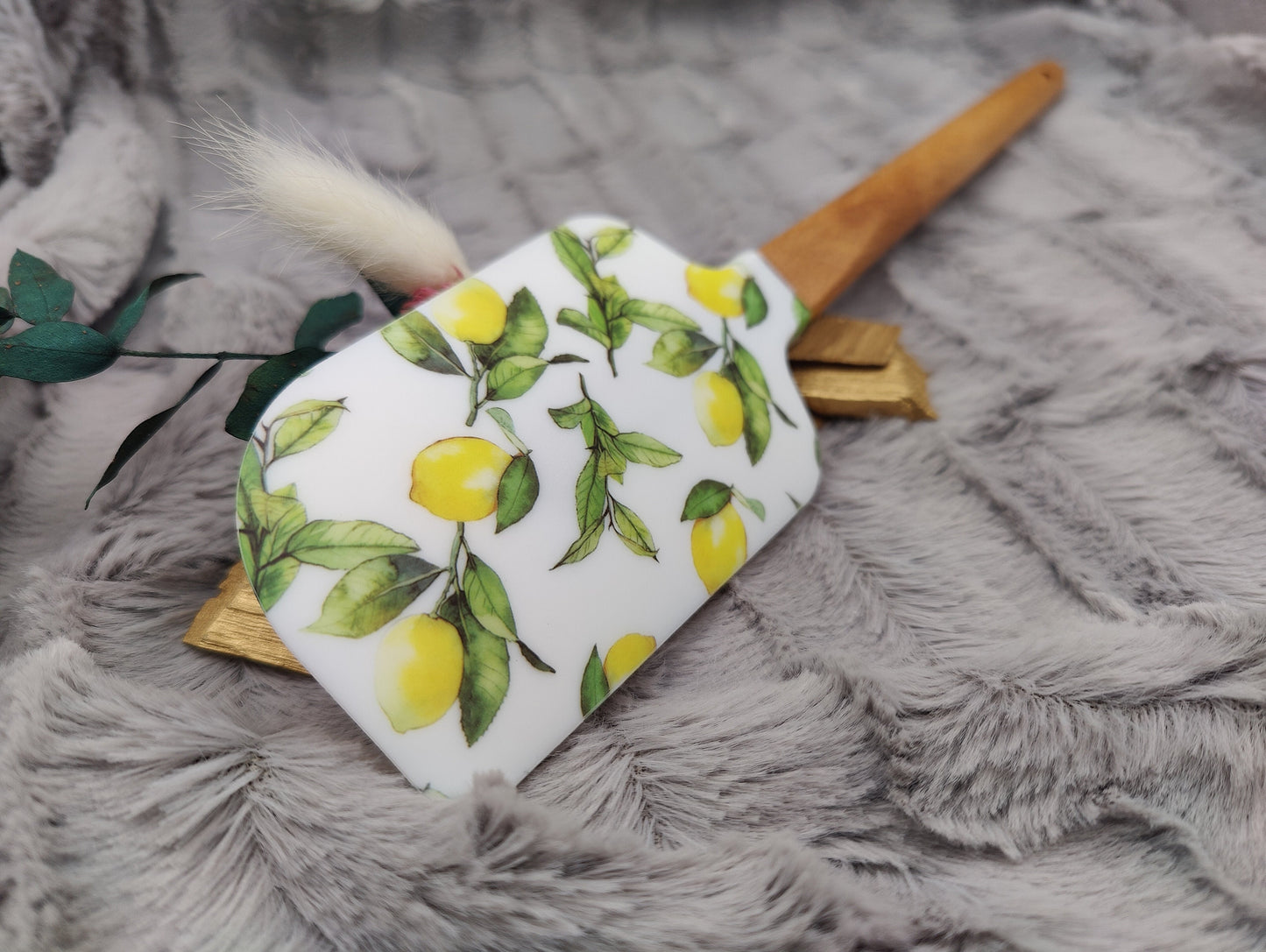 Teigschaber Silikonspatel XXXL personalisiert Zitrone  backen kochen ca. 31 cm lang mit Wunschgravur Geschenk Küchenhelfer