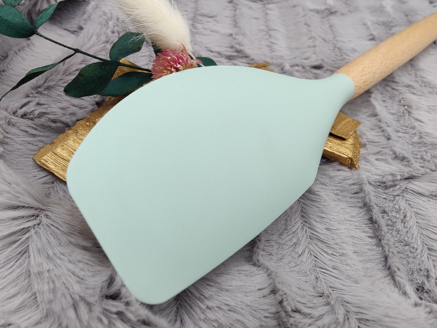 Teigschaber Silikonspatel XXXL personalisiert lichtgrün  backen kochen ca. 32 cm lang mit Wunschgravur Geschenk Küchenhelfer
