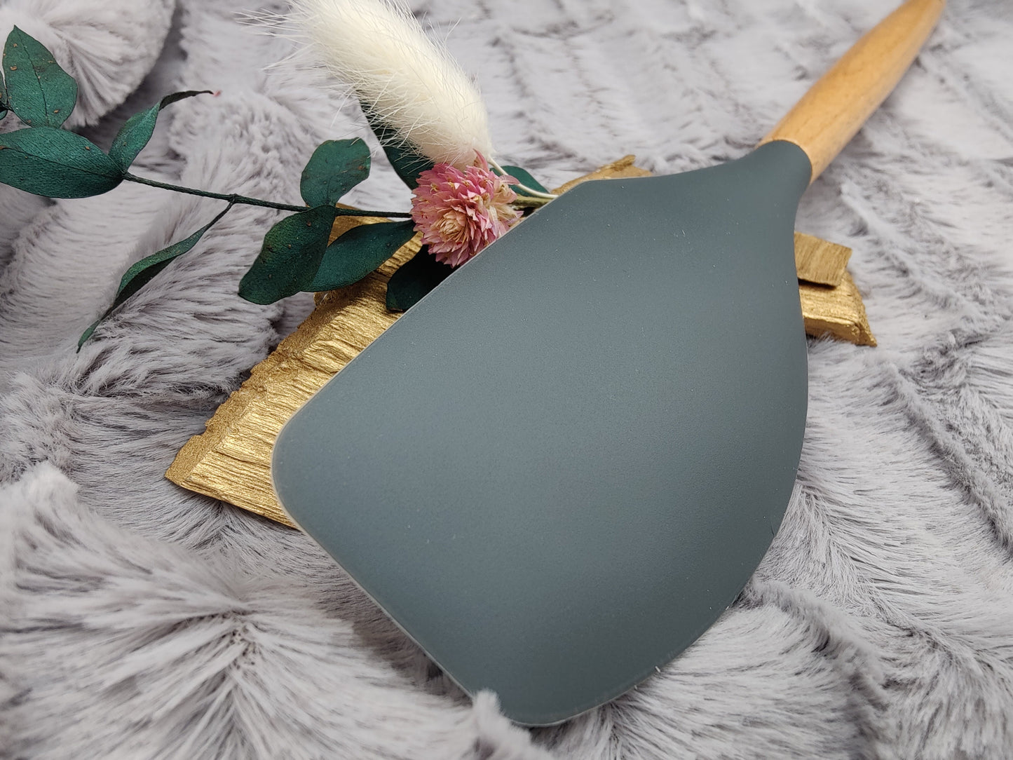Teigschaber Silikonspatel XXXL personalisiert schwarz  backen kochen ca. 32 cm lang mit Wunschgravur Geschenk Küchenhelfer