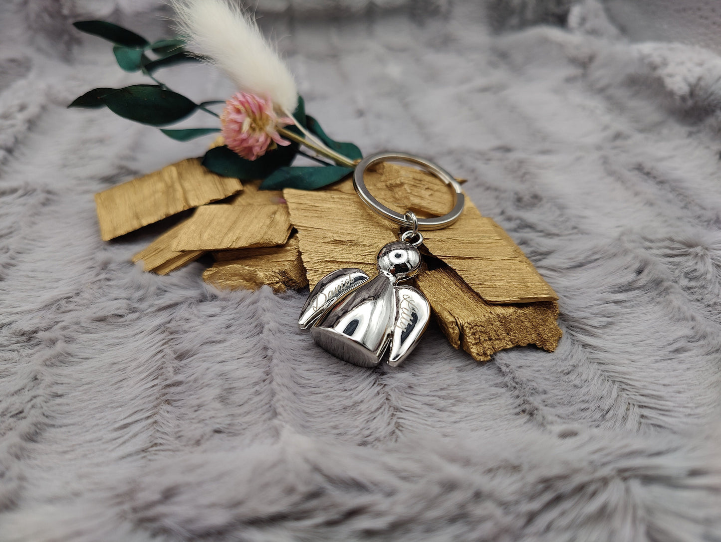 Schlüsselanhänger Schutzengel Engel Metall mit individueller Gravur personalisiert Geschenk