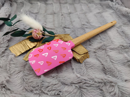 Teigschaber Silikonspatel pink Herz Herzen  backen, kochen ca. 23 cm lang mit Wunschgravur personalisiert Geschenk