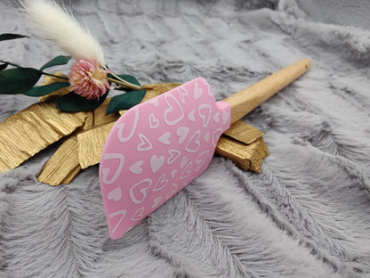 Teigschaber Silikonspatel rosa Herz Herzen  backen, kochen ca. 23 cm lang mit Wunschgravur personalisiert Geschenk