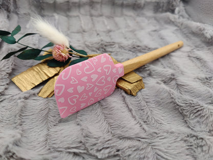 Teigschaber Silikonspatel rosa Herz Herzen  backen, kochen ca. 23 cm lang mit Wunschgravur personalisiert Geschenk