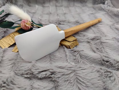 Teigschaber Silikonspatel weiß Blumenmuster floral  backen, kochen ca. 23 cm lang mit Wunschgravur personalisiert Geschenk