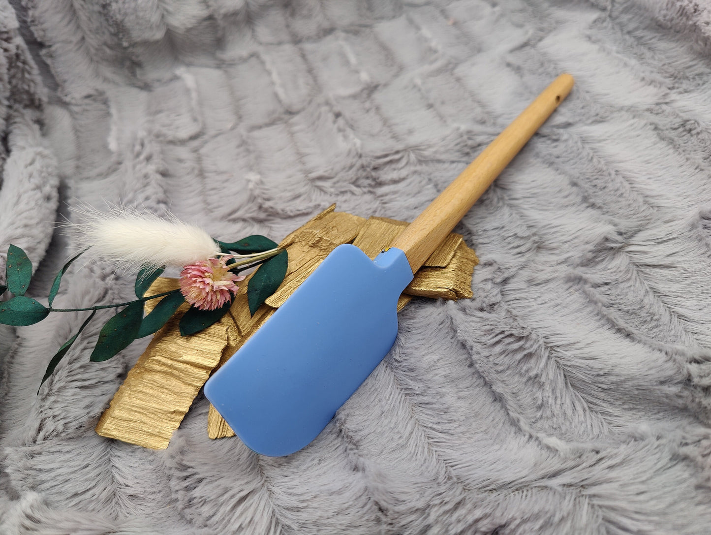 Teigschaber Silikonspatel flieder Bienen Herz  backen, kochen ca. 23 cm lang mit Wunschgravur personalisiert Geschenk