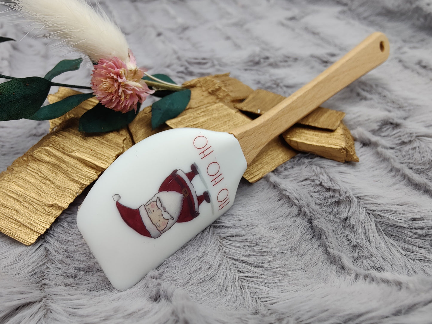 Silikonspatel Nikolaus personalisiert Weihnachten Teigschaber mit Motiv backen, kochen, grillen ca. 18 cm lang Geschenk