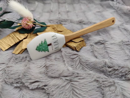 Silikonspatel Christbaum personalisiert FA.LA.LA. Weihnachten Teigschaber mit Motiv backen, kochen, grillen ca. 18 cm lang Geschenk