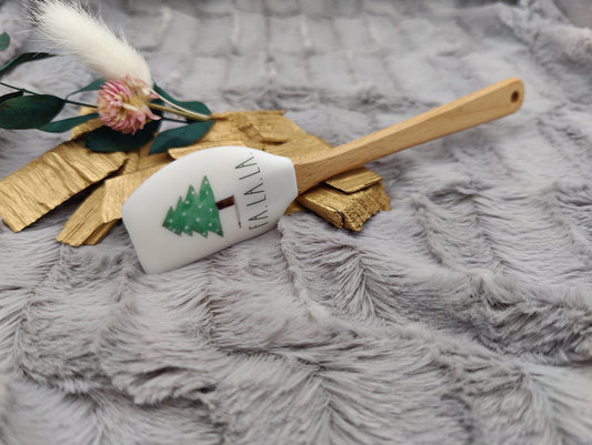 Silikonspatel Christbaum personalisiert FA.LA.LA. Weihnachten Teigschaber mit Motiv backen, kochen, grillen ca. 18 cm lang Geschenk