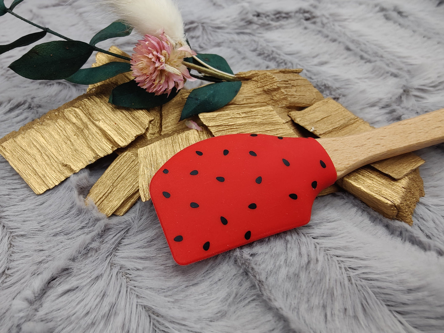 Teigschaber Silikonspatel Wassermelone Punkte Dots personalisiert  backen, kochen, grillen ca. 18 cm lang Geschenk