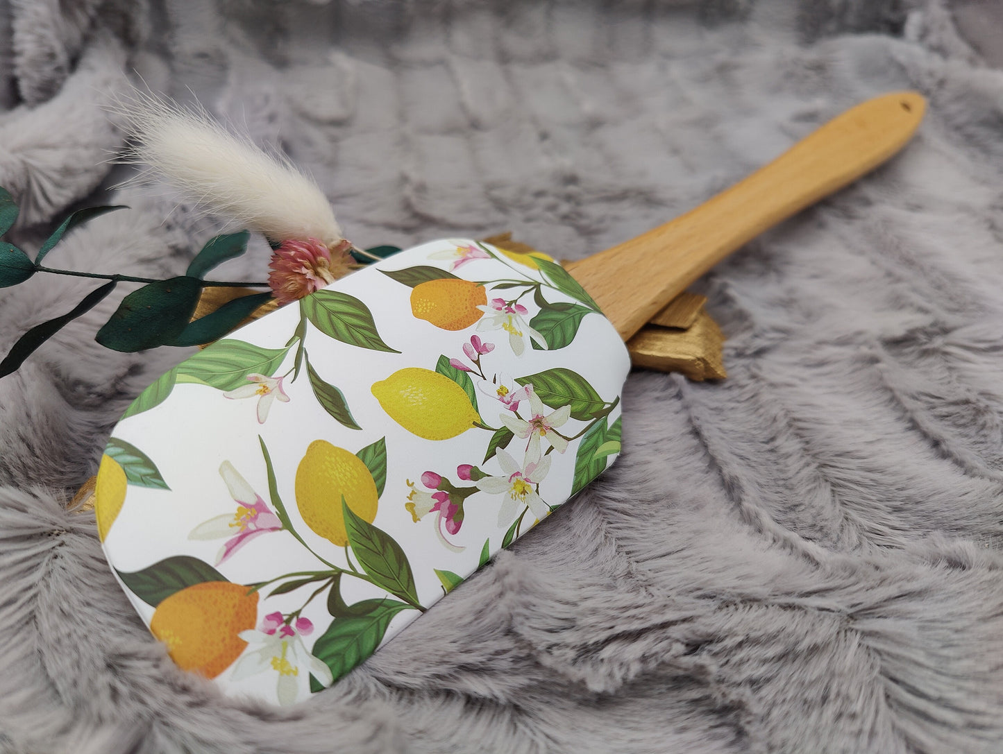 Teigschaber Silikonspatel XXXL Zitrusfrüchte  backen kochen personalisiert ca. 31 cm lang mit Wunschgravur Geschenk Küchenhelfer