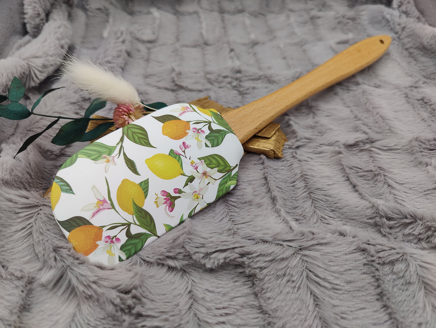 Teigschaber Silikonspatel XXXL Zitrusfrüchte  backen kochen personalisiert ca. 31 cm lang mit Wunschgravur Geschenk Küchenhelfer