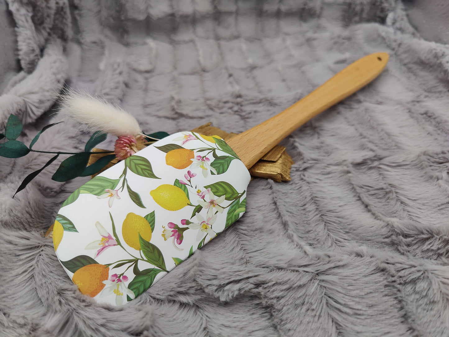 Teigschaber Silikonspatel XXXL Zitrusfrüchte  backen kochen personalisiert ca. 31 cm lang mit Wunschgravur Geschenk Küchenhelfer