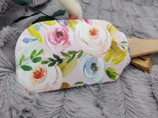Teigschaber Silikonspatel XXXL Blumenmuster  backen kochen personalisiert ca. 31 cm lang mit Wunschgravur Geschenk Küchenhelfer