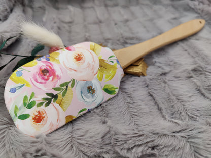 Teigschaber Silikonspatel XXXL Blumenmuster  backen kochen personalisiert ca. 31 cm lang mit Wunschgravur Geschenk Küchenhelfer