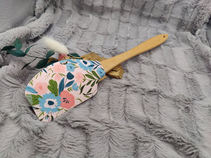 Teigschaber Silikonspatel XXXL rosa Blumen personalisiert Holz Spatel  backen kochen grillen ca. 31 cm lang