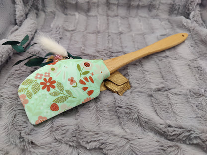 Teigschaber Silikonspatel XXXL mint mit Blumen Hase personalisiert Holz Spatel  backen kochen grillen ca. 31 cm lang