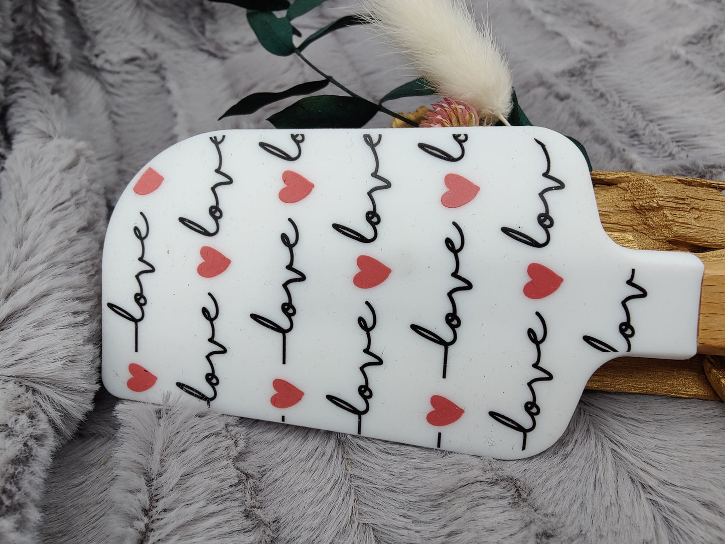 Teigschaber Silikonspatel XXXL Herz Love Liebe  backen kochen personalisiert ca. 33 cm lang mit Wunschgravur Geschenk Küchenhelfer