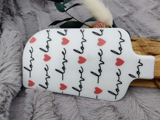 Teigschaber Silikonspatel XXXL Herz Love Liebe  backen kochen personalisiert ca. 33 cm lang mit Wunschgravur Geschenk Küchenhelfer