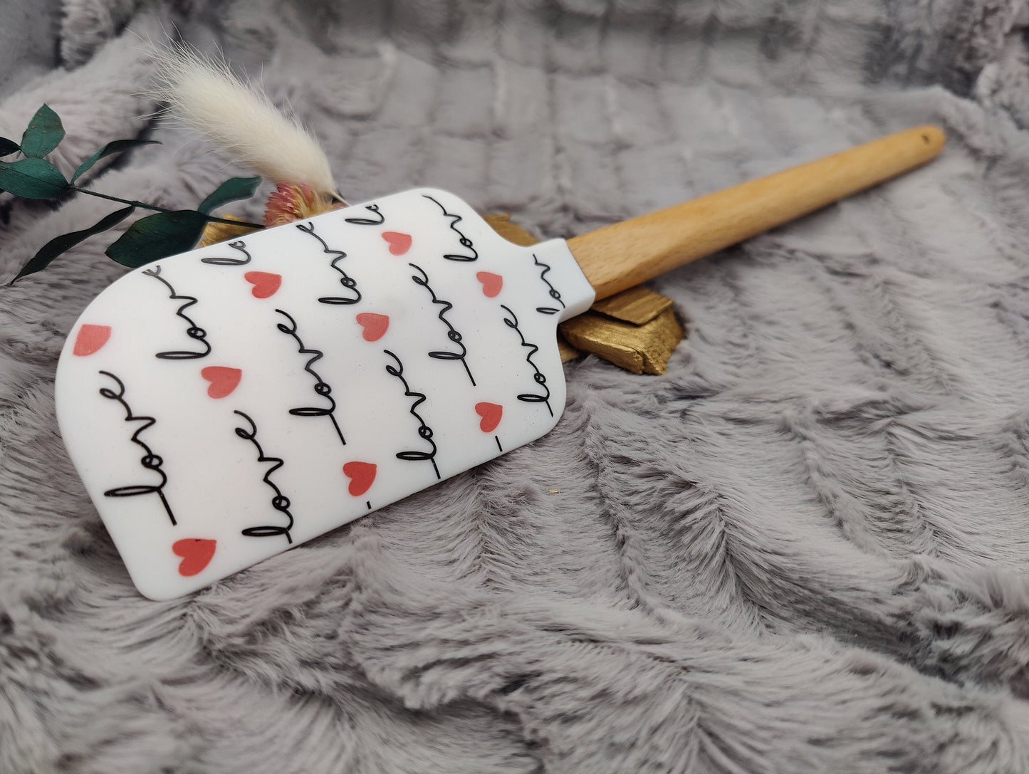 Teigschaber Silikonspatel XXXL Herz Love Liebe  backen kochen personalisiert ca. 33 cm lang mit Wunschgravur Geschenk Küchenhelfer
