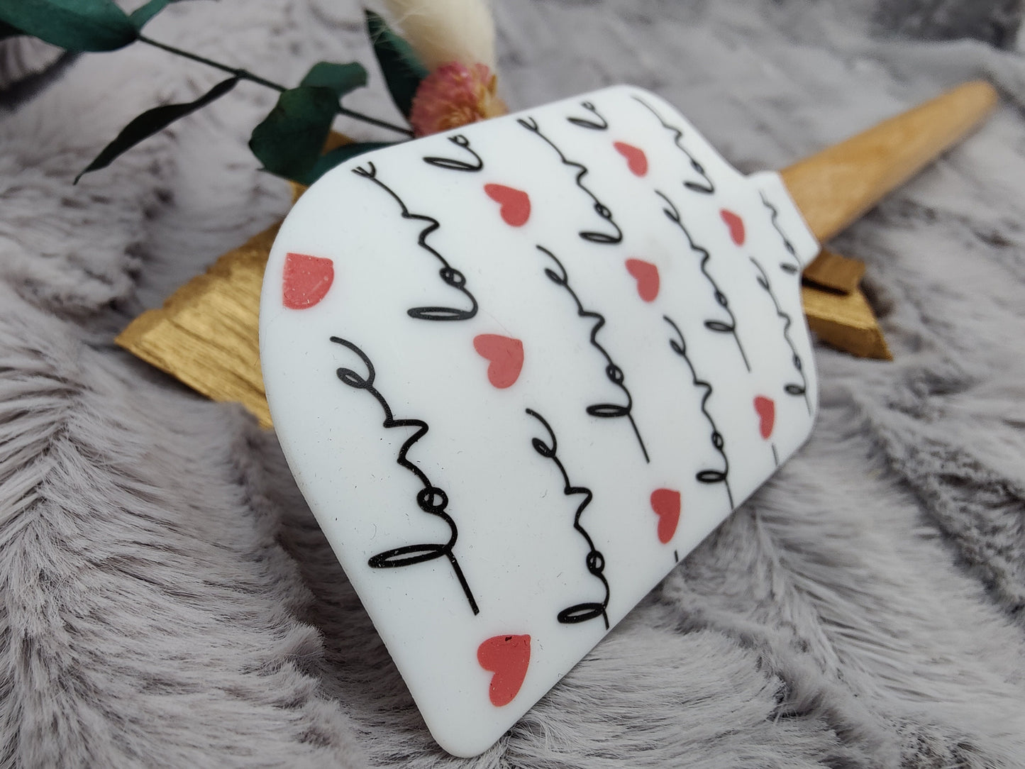 Teigschaber Silikonspatel XXXL Herz Love Liebe  backen kochen personalisiert ca. 33 cm lang mit Wunschgravur Geschenk Küchenhelfer