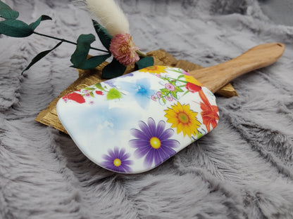 Teigschaber Silikonspatel buntes Blumenmuster  backen, kochen ca. 25 cm lang mit Wunschgravur personalisiert Geschenk