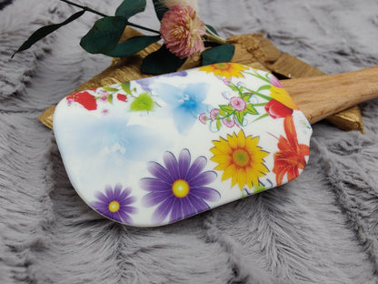 Teigschaber Silikonspatel buntes Blumenmuster  backen, kochen ca. 25 cm lang mit Wunschgravur personalisiert Geschenk