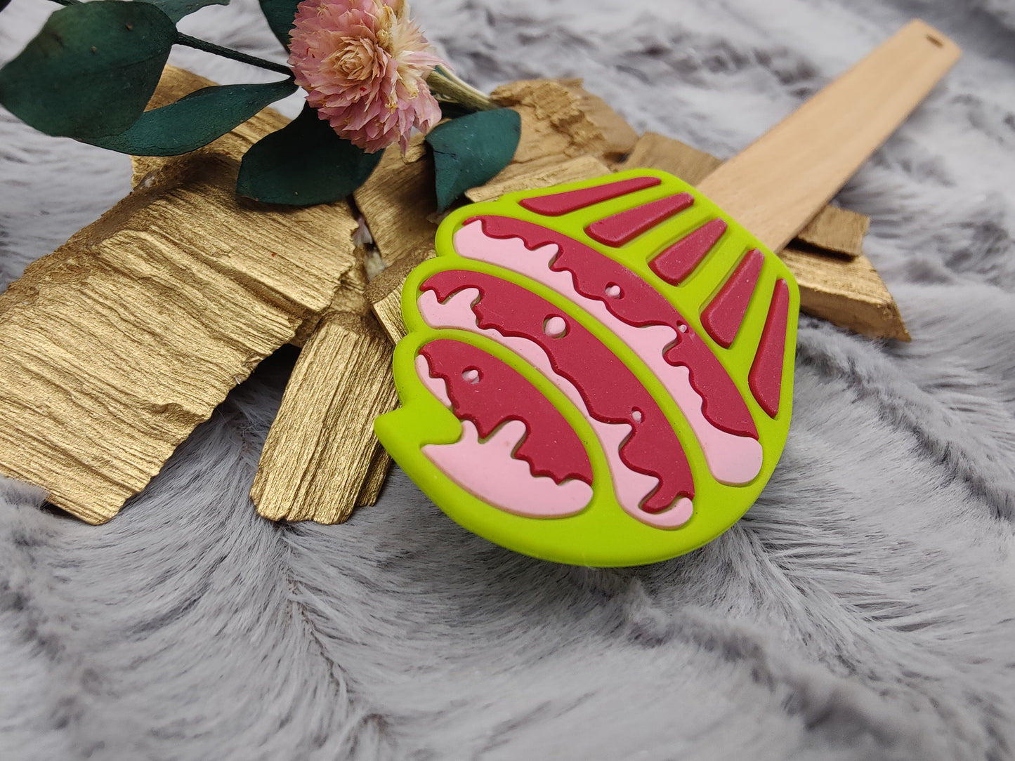 Teigschaber Silikonspatel Muffin Cupcake grün  backen, kochen ca. 22,5 cm lang mit Wunschgravur personalisiert Geschenk