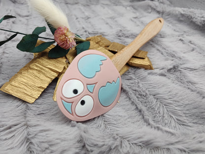 Teigschaber Silikonspatel Eule rosa  backen, kochen ca. 21 cm lang mit Wunschgravur personalisiert Geschenk