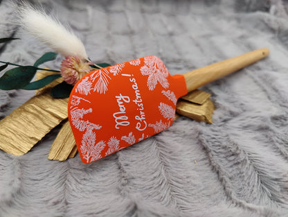 Silikonspatel personalisiert Merry Christmas Weihnachten Teigschaber backen, kochen ca. 23 cm lang mit Wunschgravur Geschenk