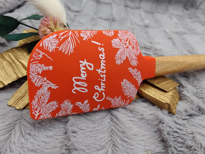 Silikonspatel personalisiert Merry Christmas Weihnachten Teigschaber backen, kochen ca. 23 cm lang mit Wunschgravur Geschenk
