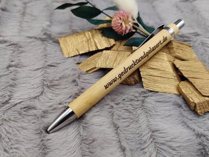 Kugelschreiber personalisiert aus Bambus mit Gravur schwarz Kuli Stift Holz Gastgeschenk Geschenk Gift