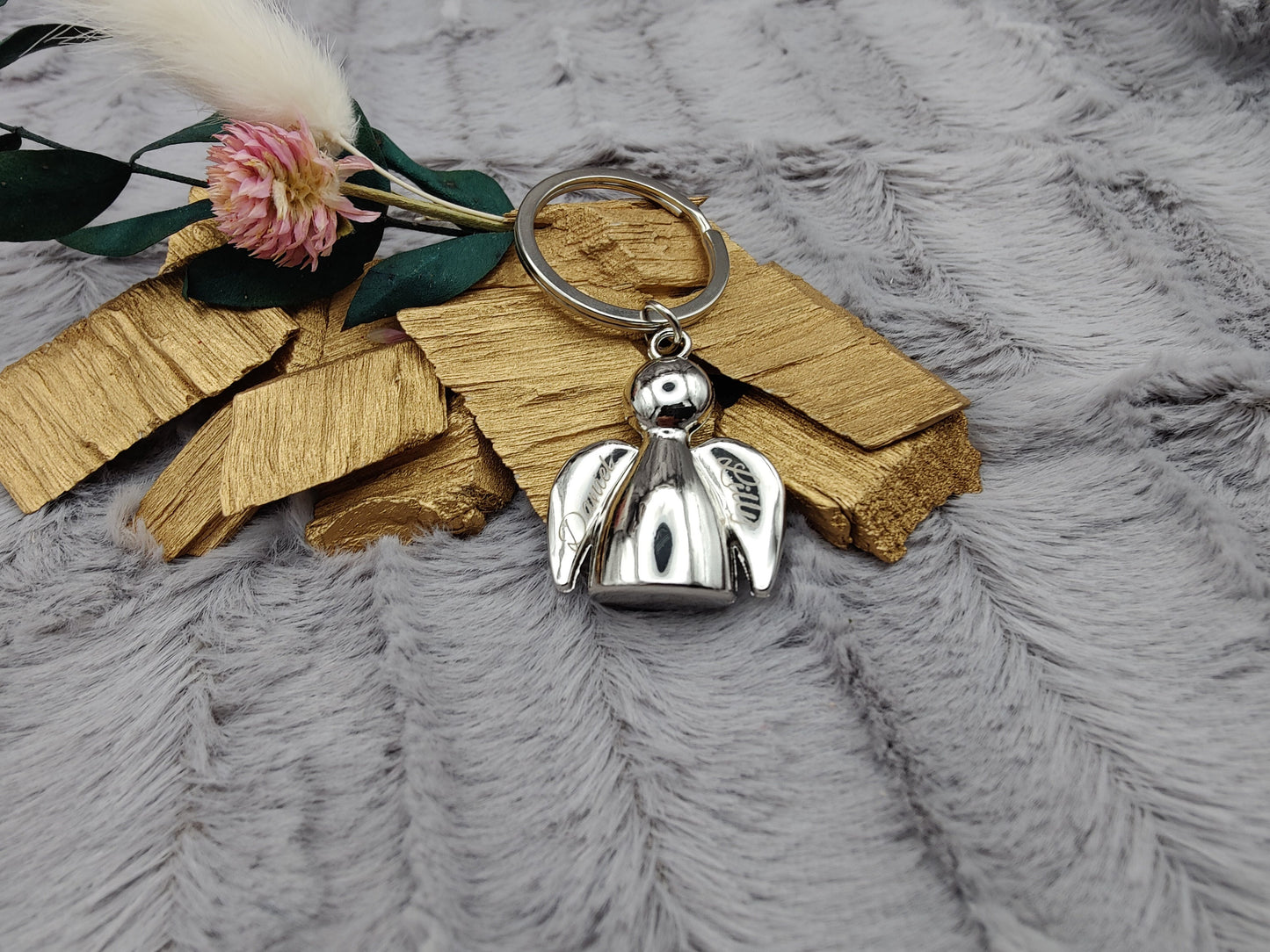 Schlüsselanhänger Schutzengel Engel Metall mit individueller Gravur personalisiert Geschenk
