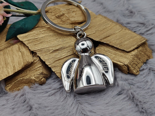 Schlüsselanhänger Schutzengel Engel Metall mit individueller Gravur personalisiert Geschenk