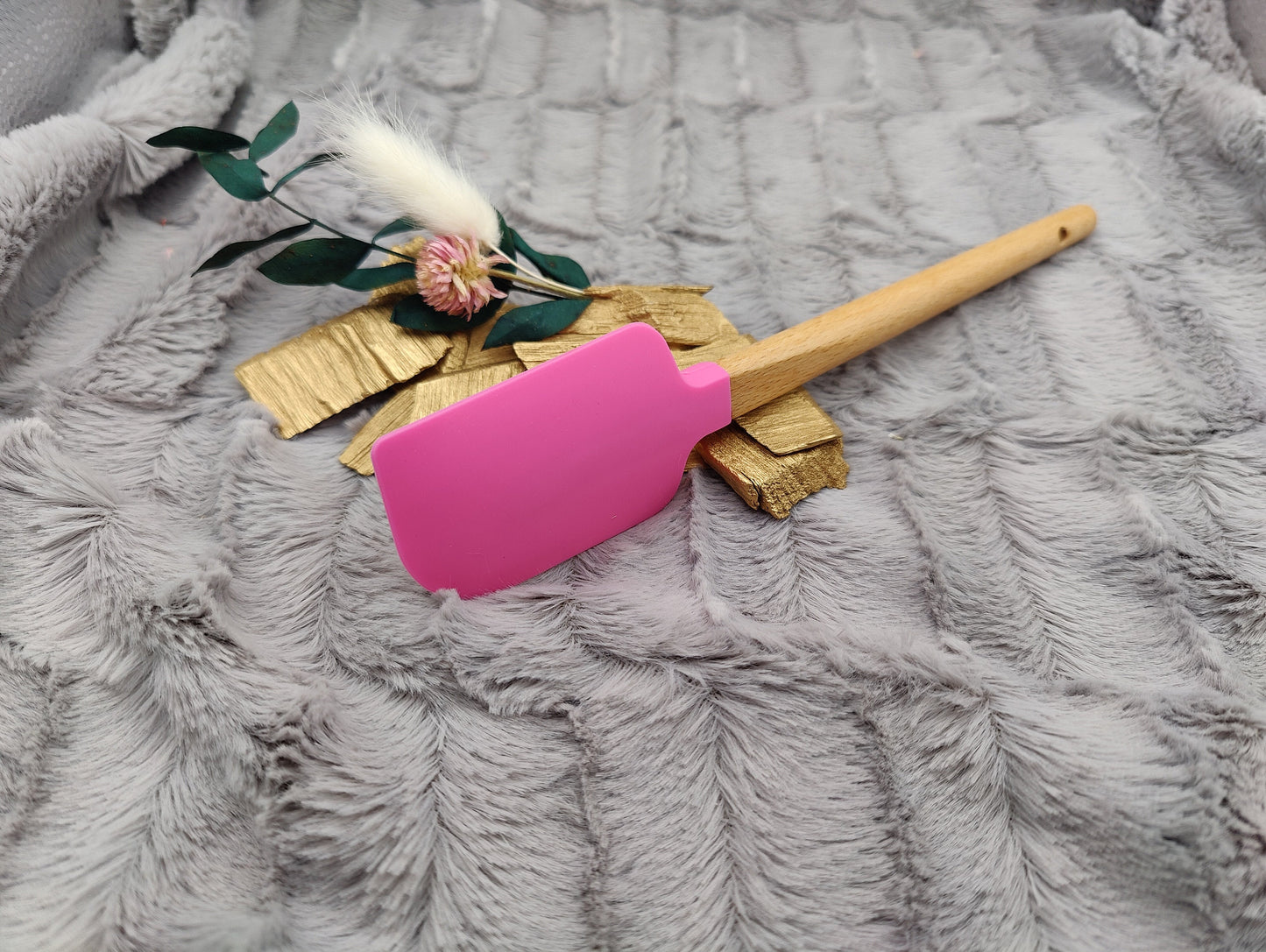 Teigschaber Silikonspatel pink Herz Herzen  backen, kochen ca. 23 cm lang mit Wunschgravur personalisiert Geschenk